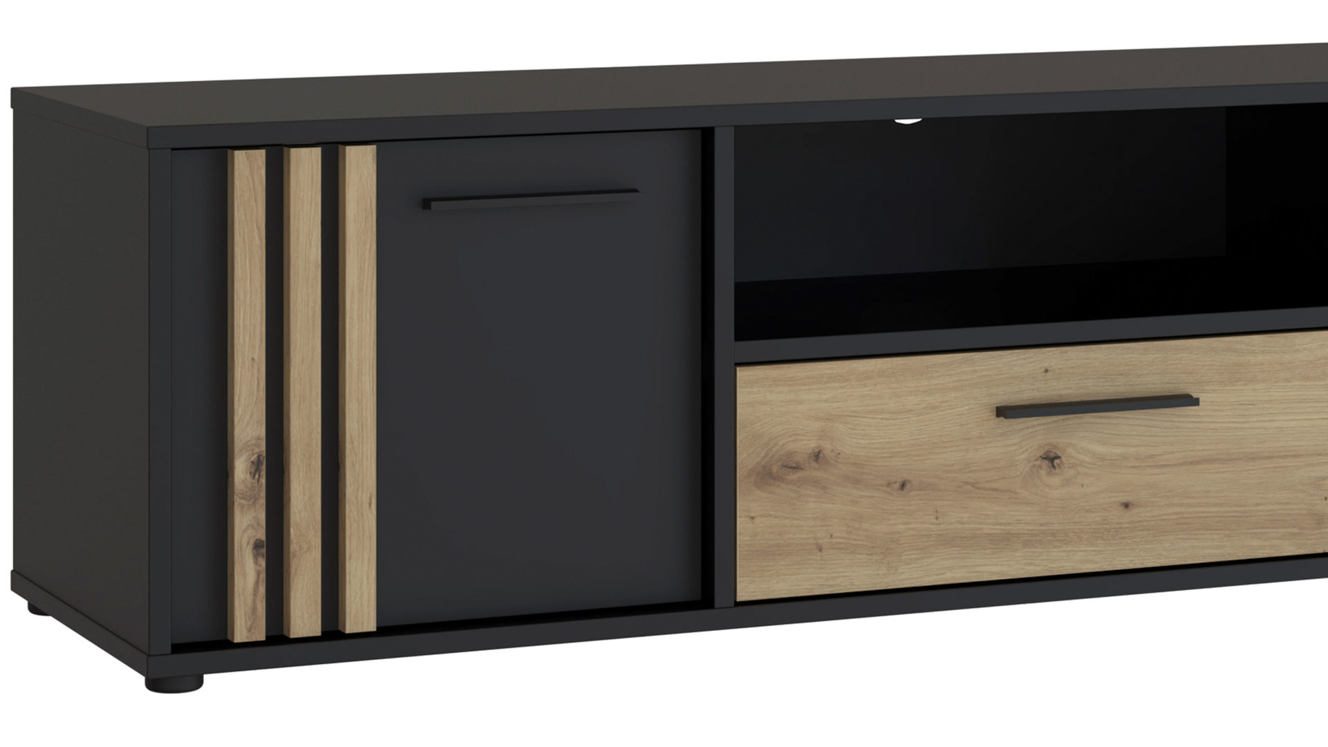 Lowboard Forte® aus Holz in Schwarz Kommodenprogramm Cardigan Schwarz & Artisan Eiche – ca. 143 x 44 cm