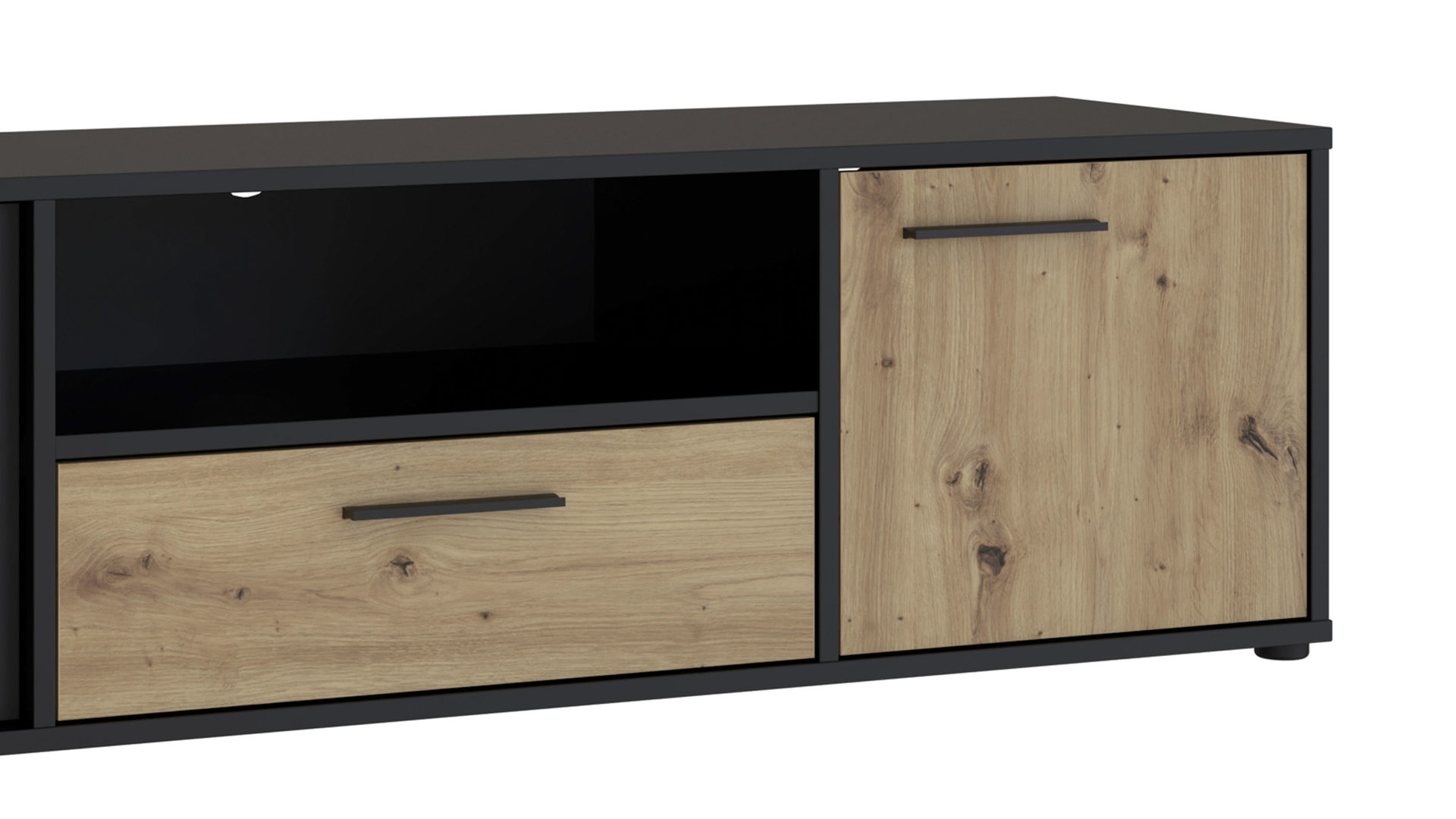 Lowboard Forte® aus Holz in Schwarz Kommodenprogramm Cardigan Schwarz & Artisan Eiche – ca. 163 x 44 cm