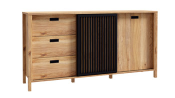 Sideboard Forte® aus Holz in Holzfarben Wohnprogramm Jytana  - Sideboard Mauvella Eiche & Schwarz – Breite ca. 175 cm