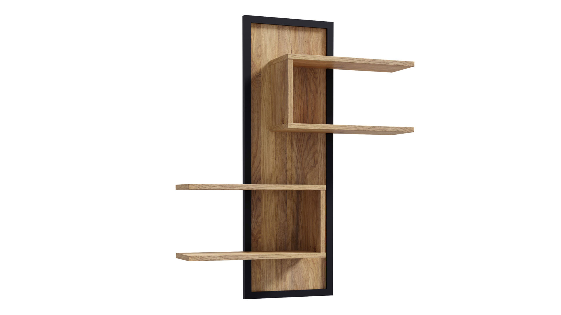 Wandregal Forte® aus Holz in Holzfarben Wohnprogramm Jytana  - Wandregal Mauvella Eiche & Schwarz – Breite ca. 103 cm