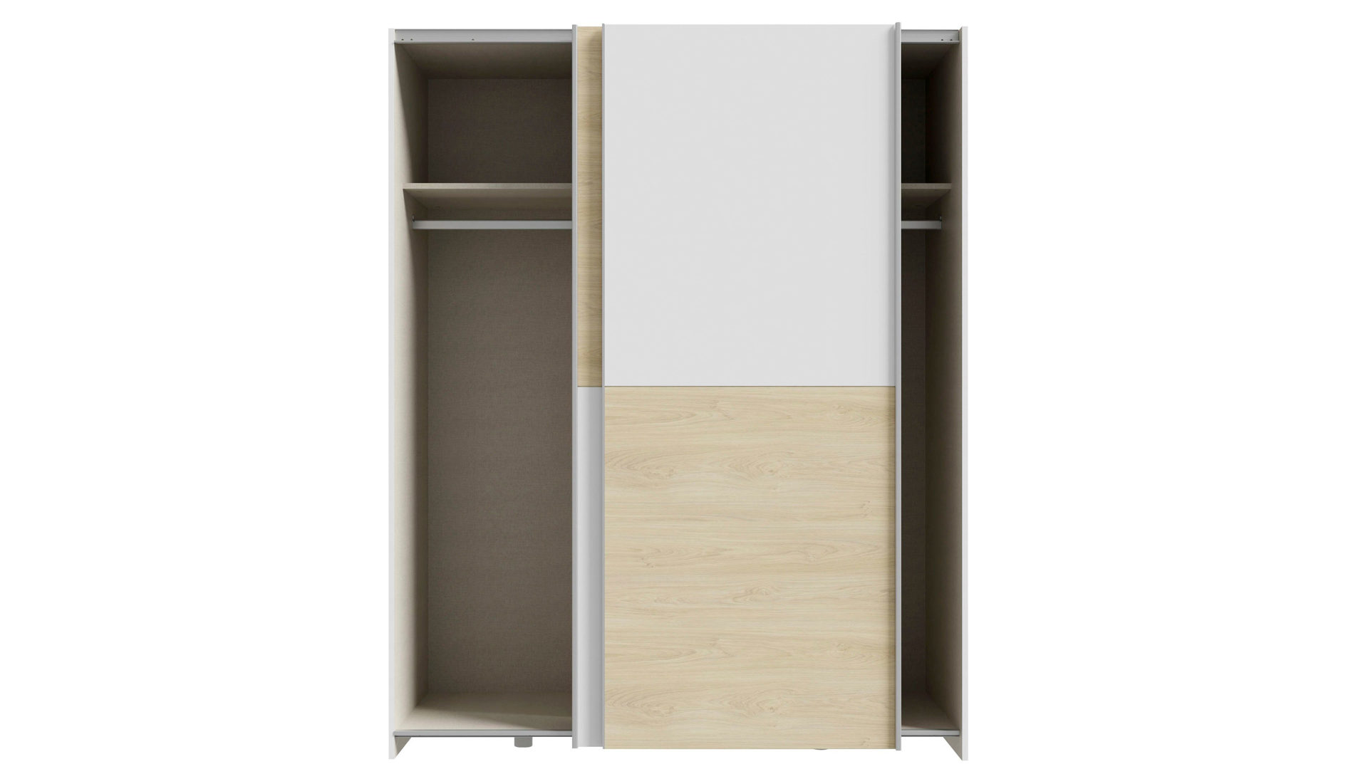 Kleiderschrank Forte® aus Holz in Weiß Kleiderschrankprogramm Schach & Matt - Kleiderschrank Weiß & Puccini Eiche – ca. 150  x 190 cm