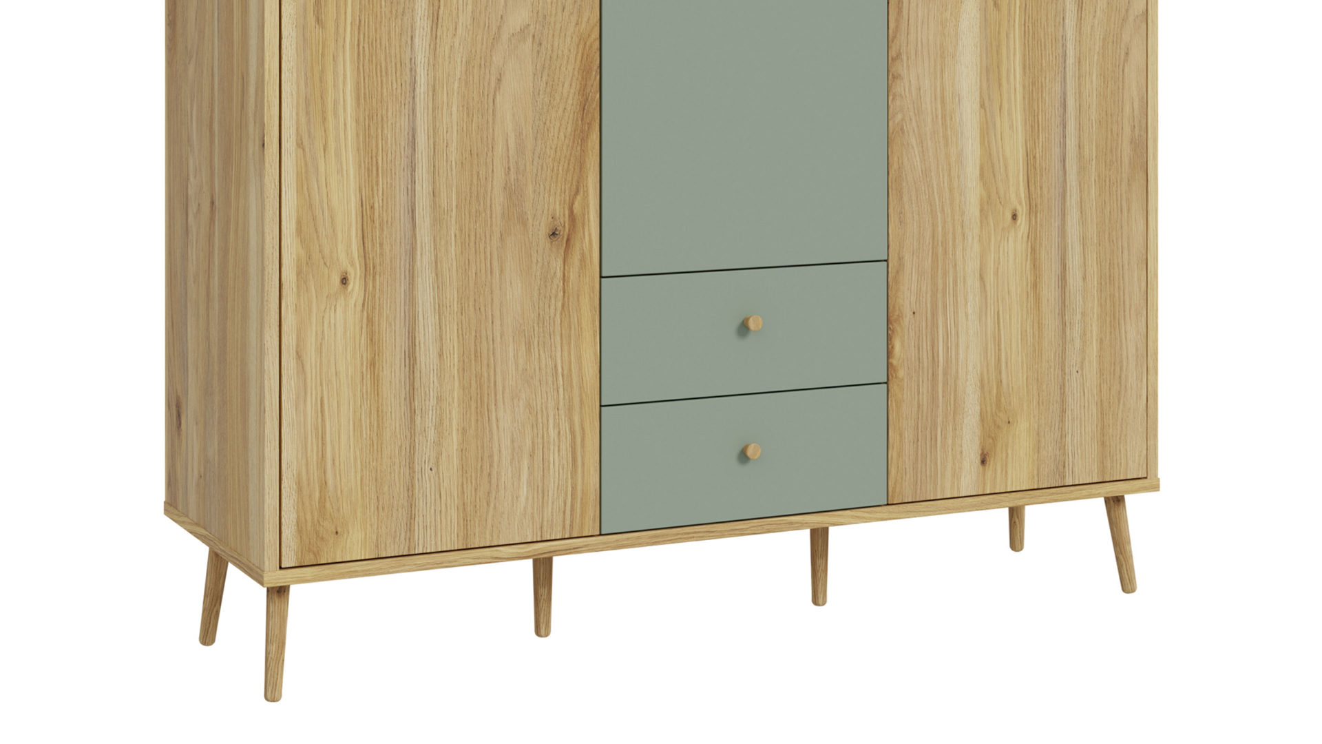 Kleiderschrank Forte® aus Holz in Grün Jugendprogramm Whenua Young Room - Kleiderschrank Salbei Grün & Mauvella Eiche – ca. 154 x 202 cm