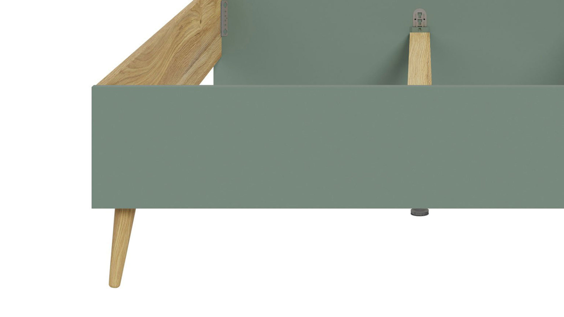 Bettgestell Forte® aus Holz in Grün Jugendprogramm Whenua Young Room - Bettgestell Salbei Grün & Mauvella Eiche – Liegefläche ca. 120 x 200 cm