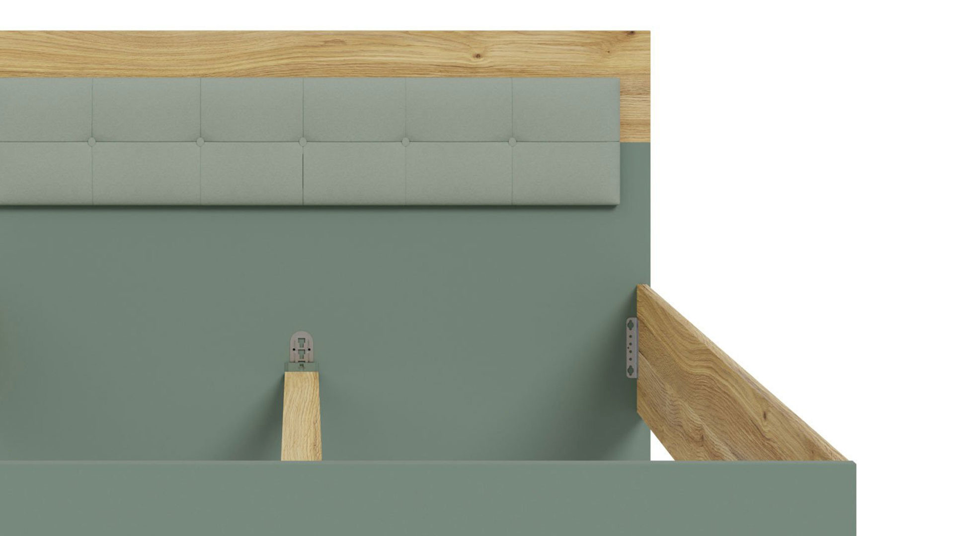 Bettgestell Forte® aus Holz in Grün Jugendprogramm Whenua Young Room - Bettgestell Salbei Grün & Mauvella Eiche – Liegefläche ca. 140 x 200 cm