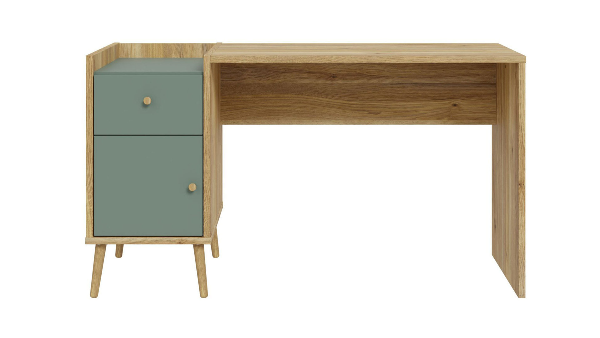 Schreibtisch Forte® aus Holz in Grün Jugendprogramm Whenua Young Room - Schreibtisch Salbei Grün & Mauvella Eiche – ca. 140 x 60 cm