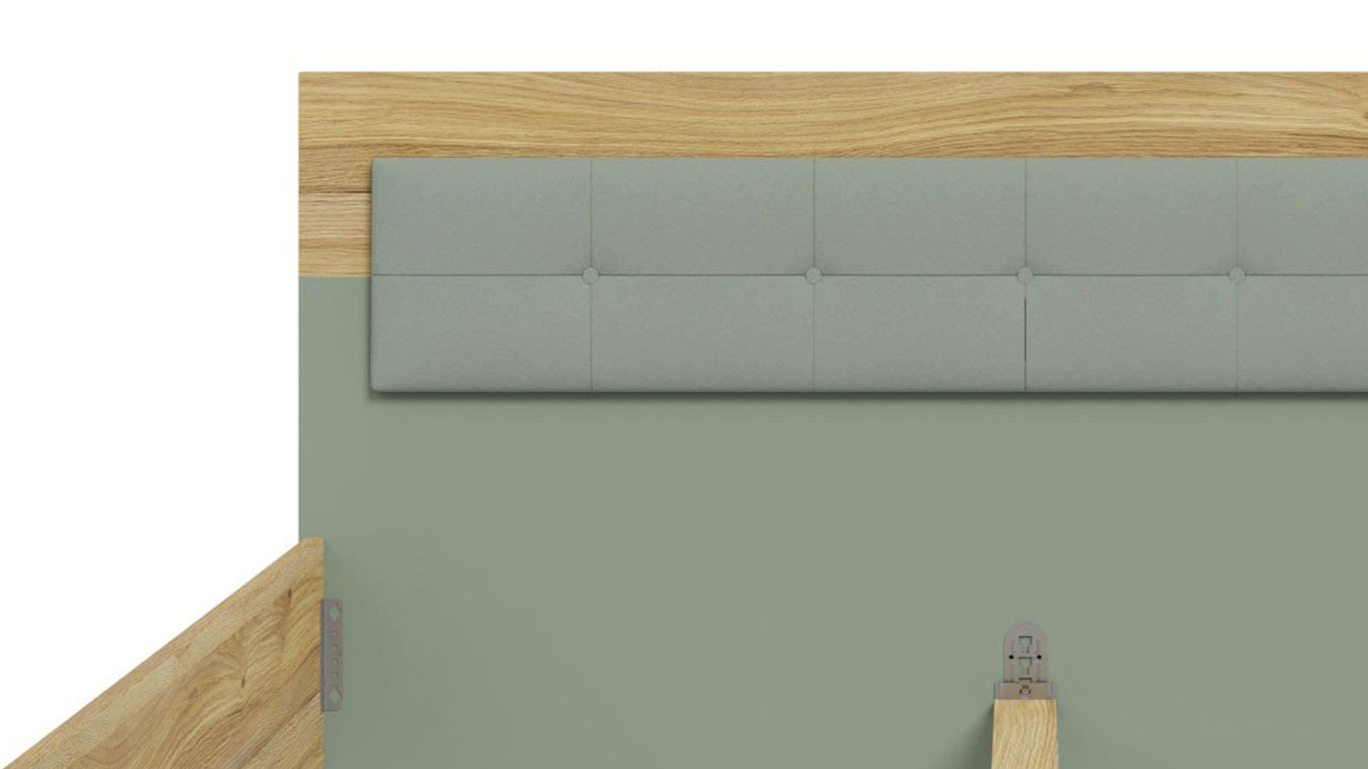 Bettgestell Forte® aus Holz in Grün Schlafzimmerprogramm Whenua Sleeping - Bettgestell Salbei Grün & Mauvella Eiche – Liegefläche ca. 180 x 200 cm