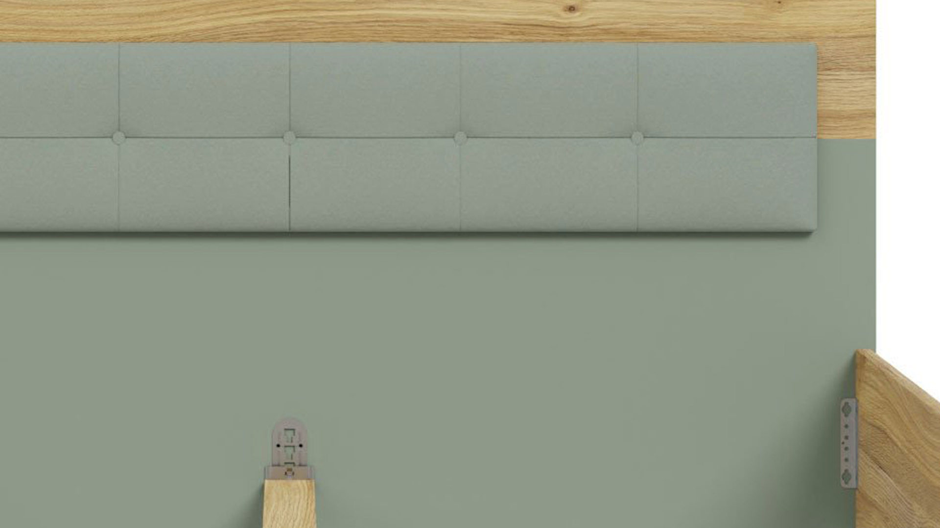 Bettgestell Forte® aus Holz in Grün Schlafzimmerprogramm Whenua Sleeping - Bettgestell Salbei Grün & Mauvella Eiche – Liegefläche ca. 180 x 200 cm