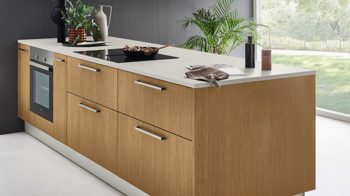 Einbauküche Nolte® küchen aus Holz in Holzfarben nolte® Einbauküche Artline mit Constructa-Einbaugeräten und elica Muldenlüfter Stripe Wood Crema & Platingrau - zweiteilig