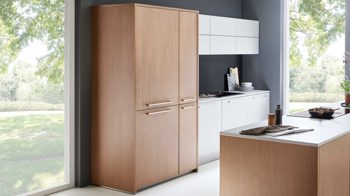 Einbauküche Nolte® küchen aus Holz in Holzfarben nolte® Einbauküche Artline mit Constructa-Einbaugeräten und elica Muldenlüfter Stripe Wood Crema & Platingrau - zweiteilig