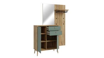 Garderoben-Set Forte® aus Holz in Grün Garderobenprogramm Whenua - Garderoben-Set Salbei Grün & Mauvella Eiche – ca. 144 x 195 cm