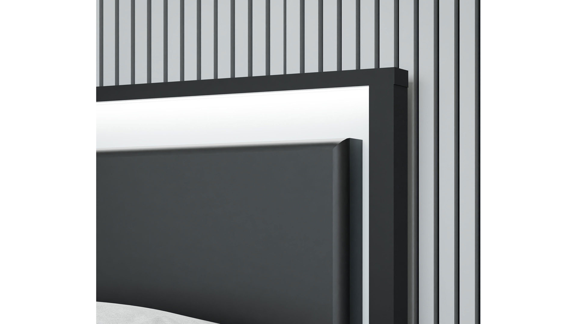 Bettgestell Forte® aus Holz in Hellgrau Schlafzimmerprogramm High Rock - Bettgestell Hellgrau & Schwarz – Liegefläche ca. 180 x 200 cm