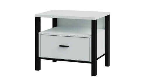 Kleiderschrank Forte® aus Holz in Hellgrau Schlafzimmerprogramm High Rock - Nachtkommode Hellgrau & Schwarz – ca. 55 x 40 cm