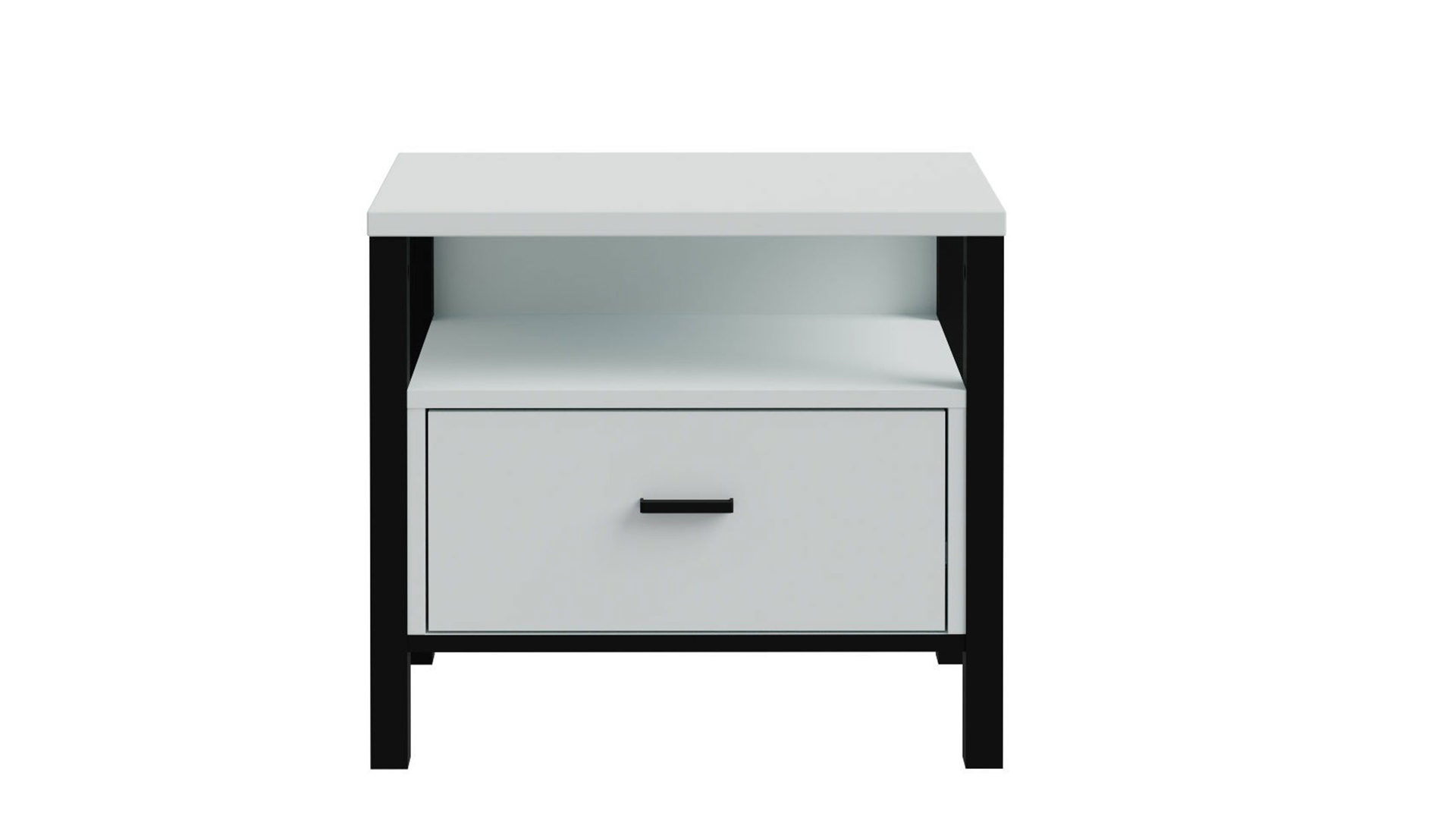 Kleiderschrank Forte® aus Holz in Hellgrau Schlafzimmerprogramm High Rock - Nachtkommode Hellgrau & Schwarz – ca. 55 x 40 cm