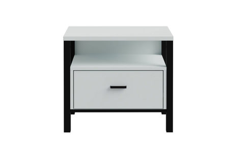 Kleiderschrank Forte® aus Holz in Hellgrau Schlafzimmerprogramm High Rock - Nachtkommode Hellgrau & Schwarz – ca. 55 x 40 cm