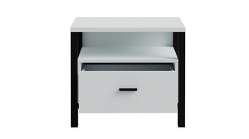 Kleiderschrank Forte® aus Holz in Hellgrau Schlafzimmerprogramm High Rock - Nachtkommode Hellgrau & Schwarz – ca. 55 x 40 cm