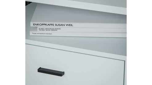 Kleiderschrank Forte® aus Holz in Hellgrau Schlafzimmerprogramm High Rock - Nachtkommode Hellgrau & Schwarz – ca. 55 x 40 cm