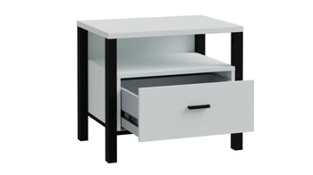 Kleiderschrank Forte® aus Holz in Hellgrau Schlafzimmerprogramm High Rock - Nachtkommode Hellgrau & Schwarz – ca. 55 x 40 cm