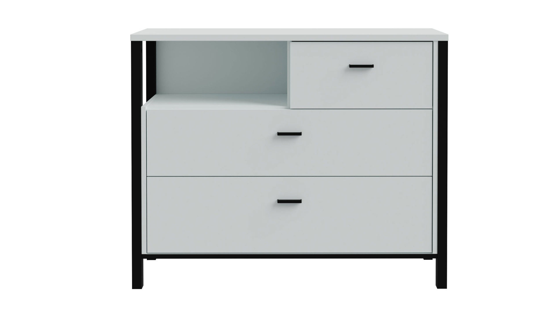 Schubladenkommode Forte® aus Holz in Hellgrau Schlafzimmerprogramm High Rock - Kommode Hellgrau & Schwarz – ca. 105 x 85 cm