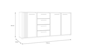 Kommode Forte® aus Holz in Schwarz Kommodenprogramm Cardigan Schwarz & Artisan Eiche – ca. 179 x 82 cm