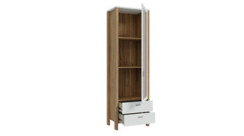 Vitrine Forte® aus Holz in Hellgrau Wohnprogramm Saitama - Vitrine Hellgrau & Mauvella Eiche – ca. 62 x 200 cm