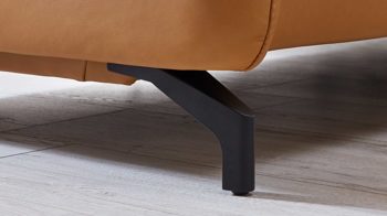 Ecksofa Steinpol polsteria aus Leder in Orange Polstermöbel Serie Senturo System - Ecksofa senffarbenes Leder Evita - Stellfläche ca. 267 x 245 cm