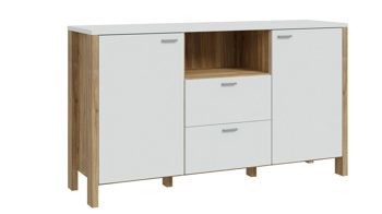 Sideboard Forte® aus Holz in Hellgrau Wohnprogramm Saitama - Sideboard Hellgrau & Mauvella Eiche – ca. 147 x 85 cm