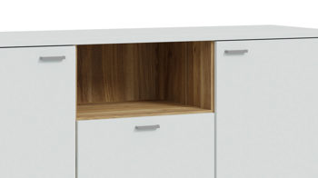 Sideboard Forte® aus Holz in Hellgrau Wohnprogramm Saitama - Sideboard Hellgrau & Mauvella Eiche – ca. 147 x 85 cm