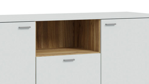 Sideboard Forte® aus Holz in Hellgrau Wohnprogramm Saitama - Sideboard Hellgrau & Mauvella Eiche – ca. 147 x 85 cm