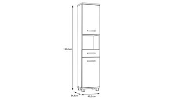 Hoch- / Seitenschrank Forte® aus Holz in Grün Badezimmerprogramm Veris - Hochschrank Salbei Grün & Artisan Eiche – ca. 40 x 186 cm
