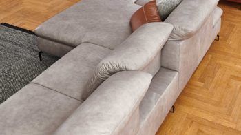 Ecksofa W.schillig i. i. aus Leder in Hellgrau W.SCHILLIG Polsterserie Select Venus plus - Ecksofa mit Sitztiefenverstellung hellgraues Leder Z69-22 - Stellfläche ca. 181 x 349 cm