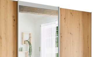 Kleiderschrank Staud aus Holz in Holzfarben STAUD Schwebetürenschrank Sinfonie Plus Artisan Eiche – drei Türen, Breite ca. 280 cm