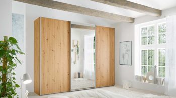 Kleiderschrank Staud aus Holz in Holzfarben STAUD Schwebetürenschrank Sinfonie Plus Artisan Eiche – drei Türen, Breite ca. 280 cm