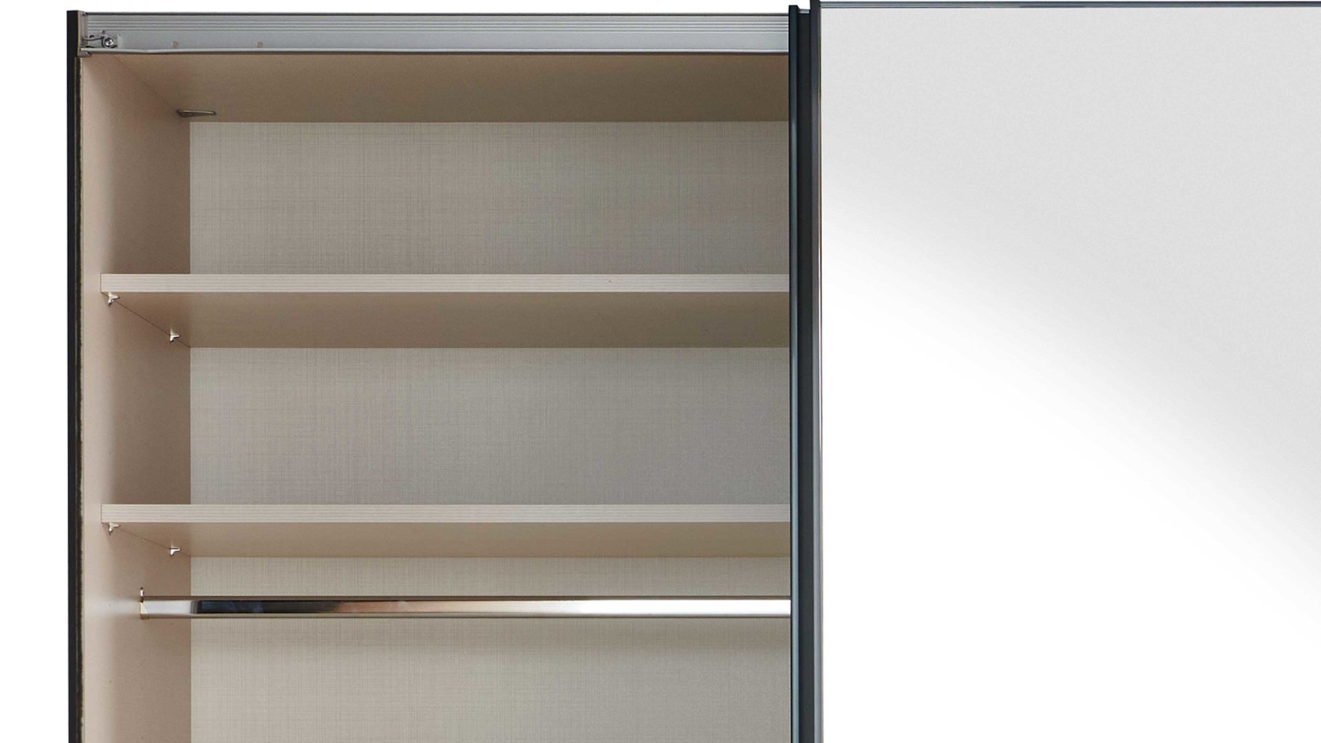 Kleiderschrank Staud aus Holz in Dunkelgrau STAUD Schwebetürenschrank Sinfonie Plus Vulkan & Grauspiegel – drei Türen, Breite ca. 298 cm