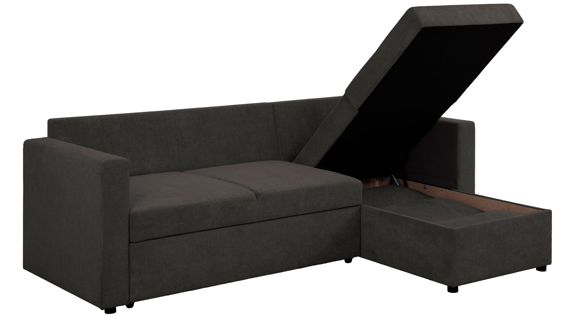 Ecksofa Sun garden | 162739 aus Stoff in Hellbraun Funktions-Ecksofa Jena taupefarbener Bezug & schwarze Füße - Stellfläche ca. 230 x 155 cm