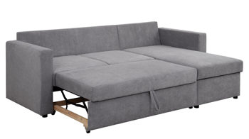 Ecksofa Sun garden | 162739 aus Stoff in Grau Funktions-Ecksofa Jena grauer Bezug & schwarze Füße - Stellfläche ca. 230 x 155 cm