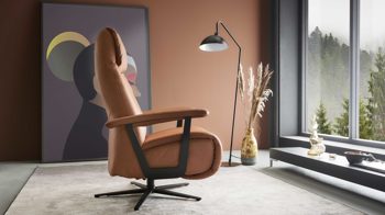 Relaxsessel Himolla aus Leder in Orange himolla Relaxsessel Serie 7387 - Easyswing 36V cognacfarbenes LongLife-Leder 24 & anthrazitfarbener Sternfuß