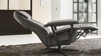 Relaxsessel Himolla aus Leder in Dunkelgrau himolla Relaxsessel Serie 7387 - Easyswing 36V asphaltfarbenes LongLife-Leder 24 & anthrazitfarbener Sternfuß