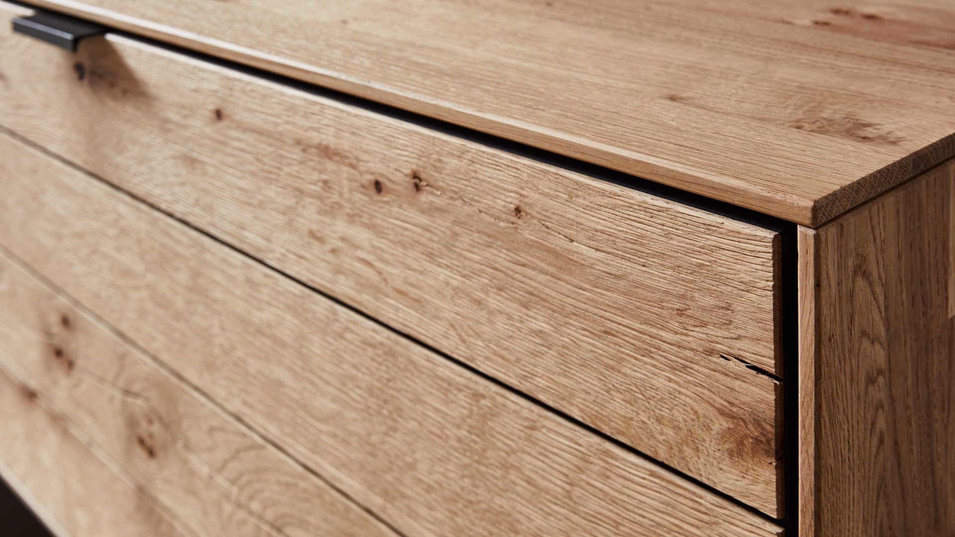 Sideboard Wöstmann markenmöbel aus Holz in Grau WÖSTMANN Wohnprogramm WM 2380 - Sideboard samtgrauer Lack & Balkeneiche - drei Türen, Länge ca. 182 cm