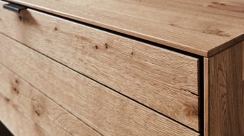 Wohnwand Wöstmann markenmöbel aus Holz in Grau WÖSTMANN Wohnprogramm WM 2380 - Wohnwand Samtgrau, Wild- & Balkeneiche - dreiteilig, Breite ca. 294 cm