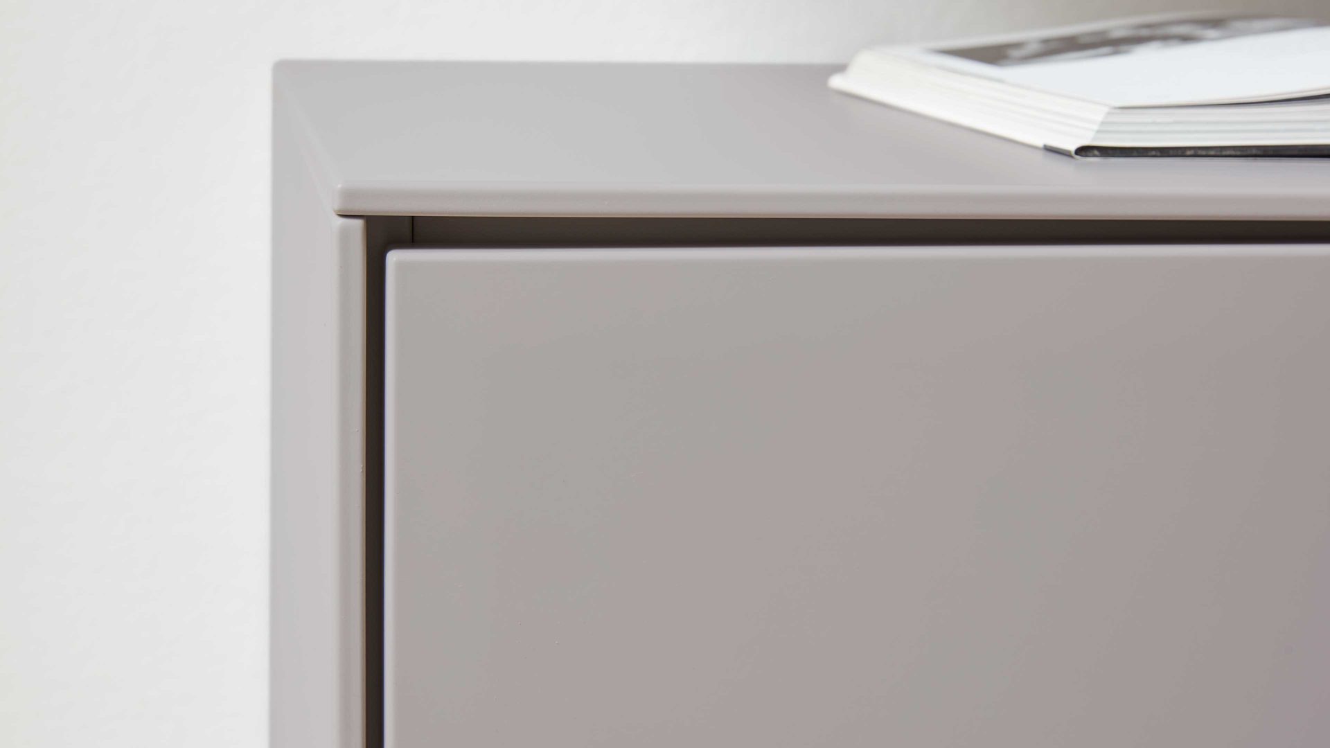 Wohnwand Wöstmann markenmöbel aus Holz in Grau WÖSTMANN Wohnprogramm WM 2380 - Wohnwand Samtgrau, Wild- & Balkeneiche - dreiteilig, Breite ca. 294 cm