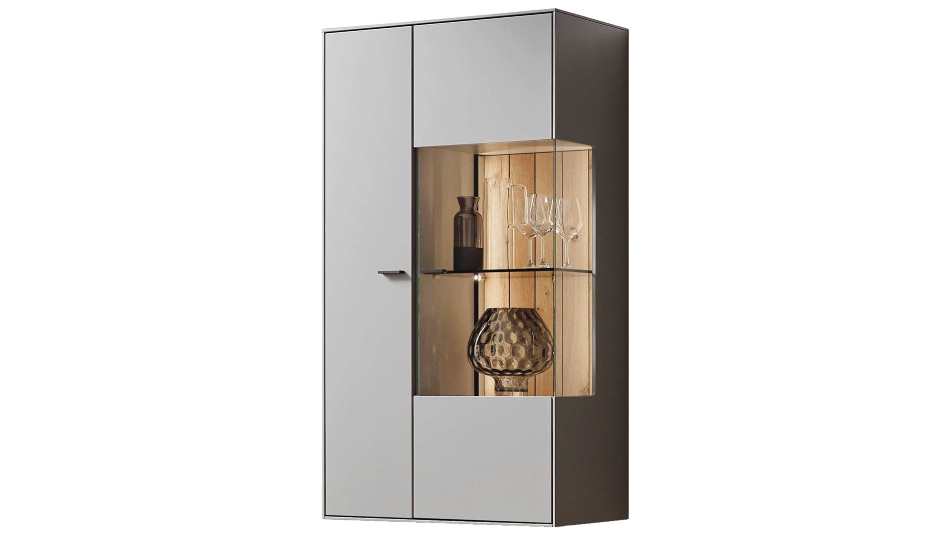 Vitrine Wöstmann markenmöbel aus Holz in Grau WÖSTMANN Wohnprogramm WM 2380 - Hängevitrine samtgrauer Lack - eine Tür, Breite ca. 77 cm