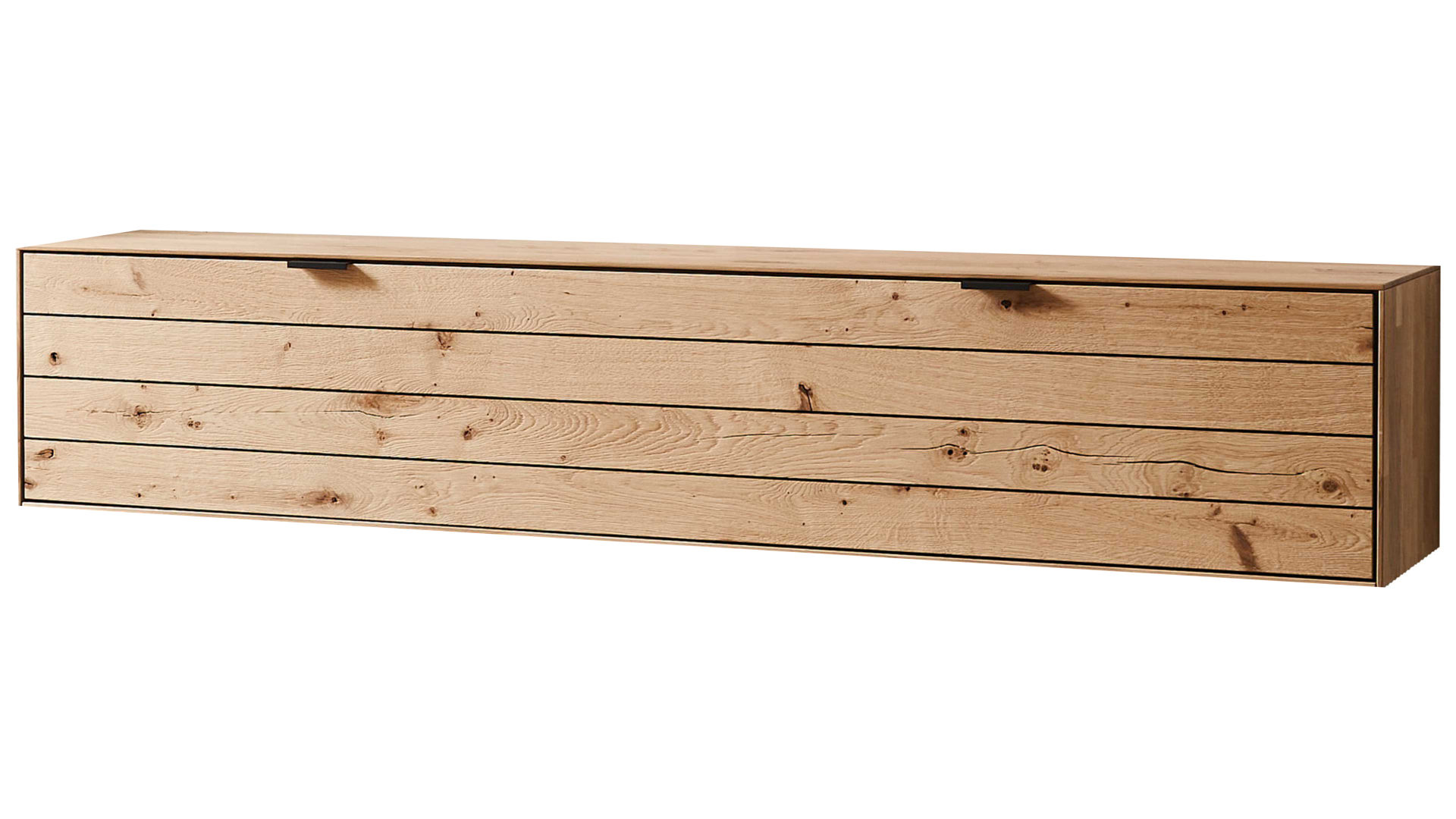 Wohnwand Wöstmann markenmöbel aus Holz in Grau WÖSTMANN Wohnprogramm WM 2380 - Wohnwand Samtgrau, Wild- & Balkeneiche - dreiteilig, Breite ca. 294 cm