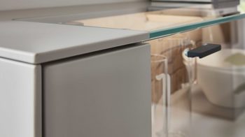 Highboard Wöstmann markenmöbel aus Holz in Grau WÖSTMANN Wohnprogramm WM 2380 - Highboard samtgrauer Lack - eine Klapptür, drei Schubladen, Breite ca. 122 cm