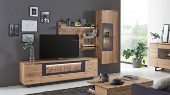 Wohnwand Wöstmann markenmöbel aus Holz in Holzfarben WÖSTMANN Wohnprogramm WM 1910 - Wohnwand Wildeiche - dreiteilig, Breite ca. 294 cm