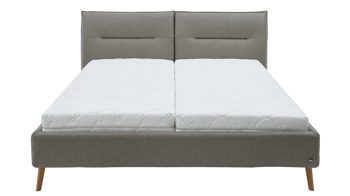 Bettgestell Interliving aus Stoff in Grau Interliving Polsterbett Serie 1417 - Polsterbettgestell fangofarbenes Leder Vicenzia & Eichenholzfüße 286 - Liegefläche ca. 180 x 200 cm