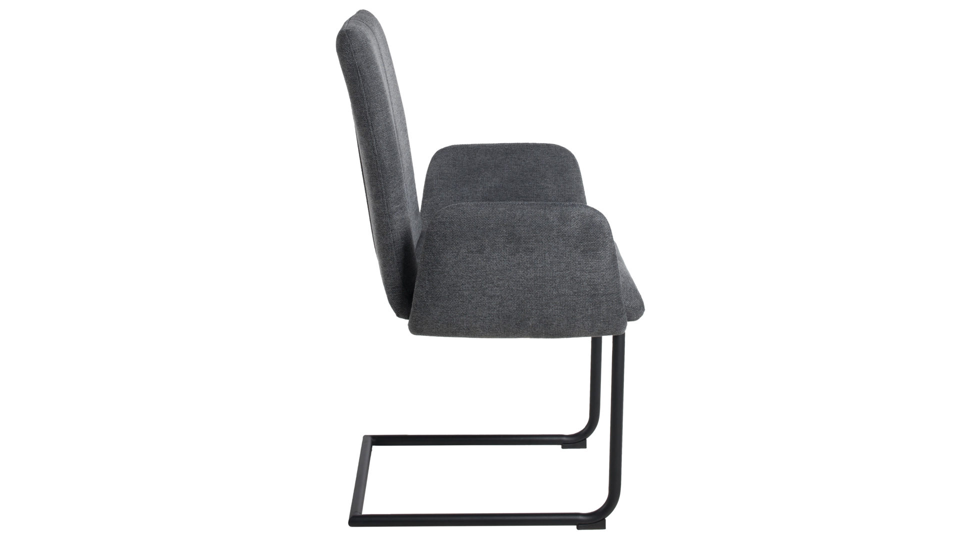 Schwingstuhl Duo collection aus Stoff in Anthrazit Schwingstuhl Emmy anthrazitfarbener Webstoff Padua & schwarzes Gestell - mit Armlehne