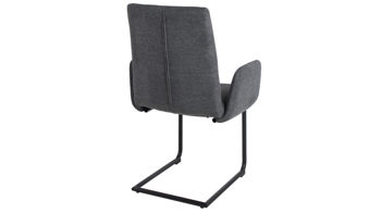 Schwingstuhl Duo collection aus Stoff in Anthrazit Schwingstuhl Emmy anthrazitfarbener Webstoff Padua & schwarzes Gestell - mit Armlehne
