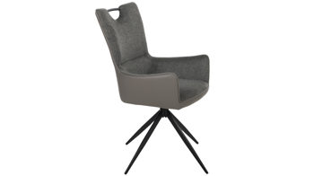 Vierfußstuhl Duo collection aus Stoff in Dunkelgrau Polsterstuhl Valeria mit Drehfunktion dunkelgrauer Webstoff Padua, grauer Mikrofaserbezug & schwarzes Gestell