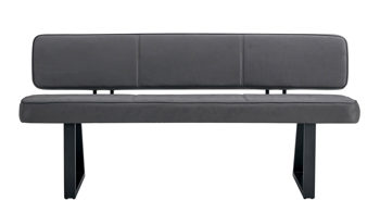 Polsterbank Duo collection aus Stoff in Anthrazit Polsterbank Tara anthrazitfarbene Mikrofaser Verona & schwarzes Gestell - mit Rückenlehne