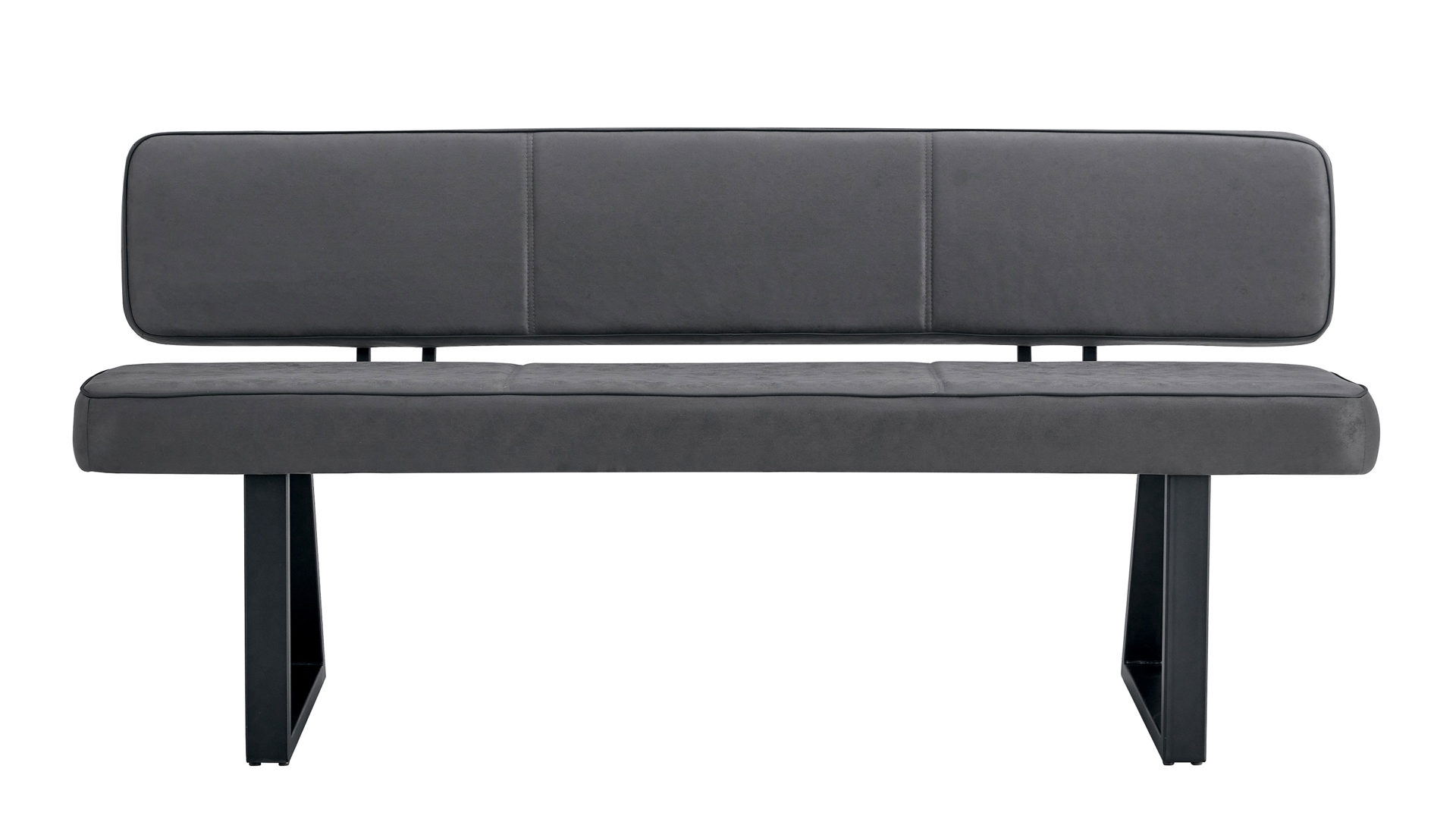 Polsterbank Duo collection aus Stoff in Anthrazit Polsterbank Tara anthrazitfarbene Mikrofaser Verona & schwarzes Gestell - mit Rückenlehne